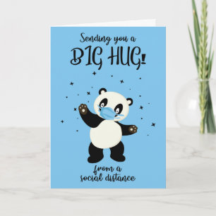 Tarjeta de abrazo de oso panda de distanciamiento