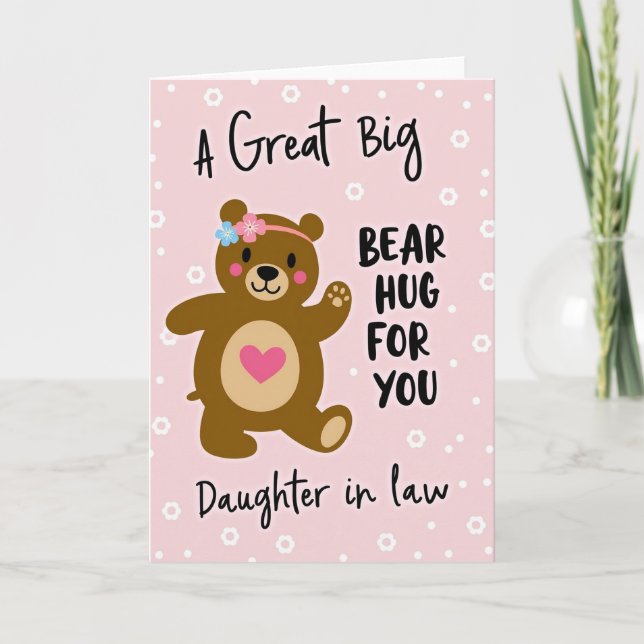 Tarjeta de Abrazo de Oso para Hija (Anverso)