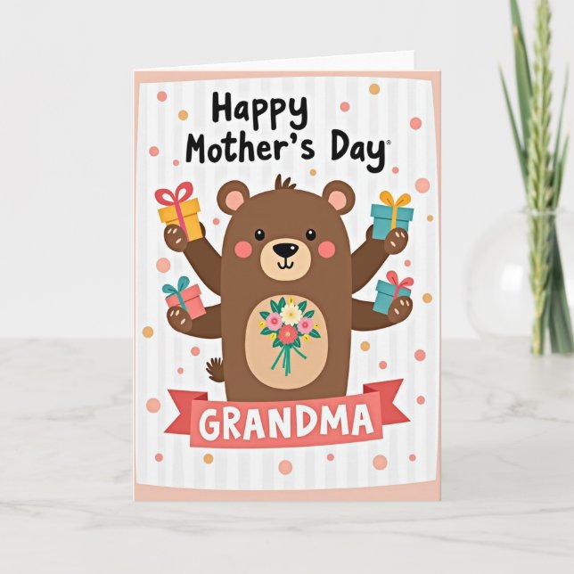 Tarjeta de abrazos de Oso Abuela Dulce (Anverso)