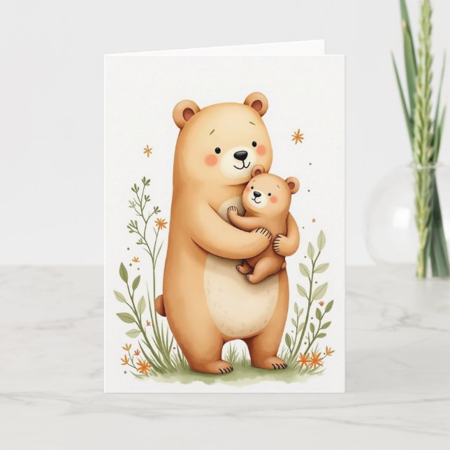 Tarjeta de abrazos de oso al agua (Anverso)
