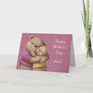 Tarjeta de abrazos de oso lindo de la tía de la ma