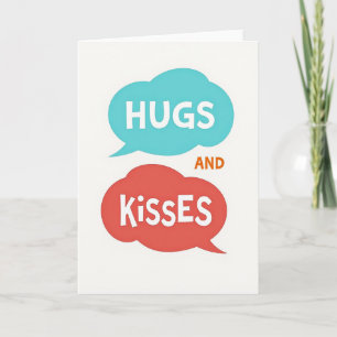 Tarjeta de abrazos y besos pop sinceros