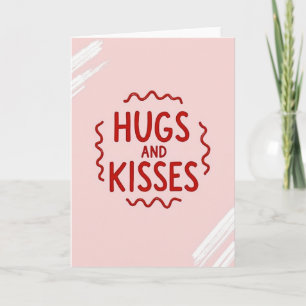 Tarjeta de abrazos y besos rojos ondulados