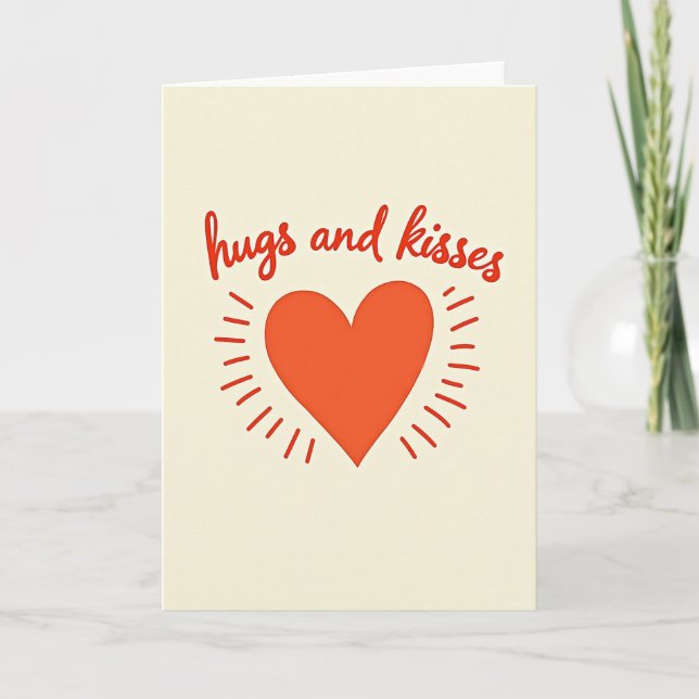 Tarjeta de abrazos y besos simples (Anverso)