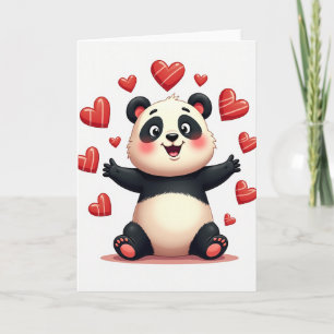 Tarjeta de abrazos y corazones de panda