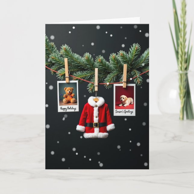 Tarjeta de abrigo rojo de Navidad (Anverso)