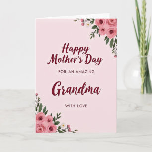 Tarjeta de Abuela con Rosa en Acuarela