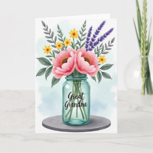 Tarjeta de Abuela Floral con Acuarela