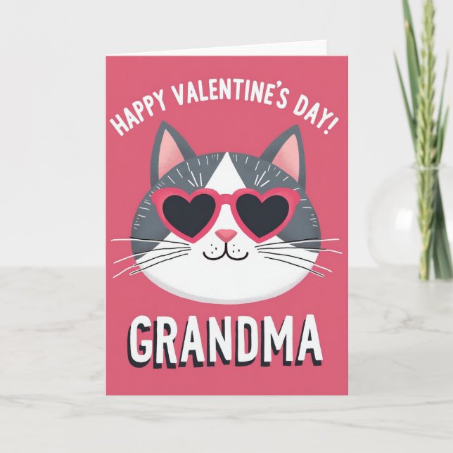 Tarjeta de Abuela Gato Corazón (Anverso)