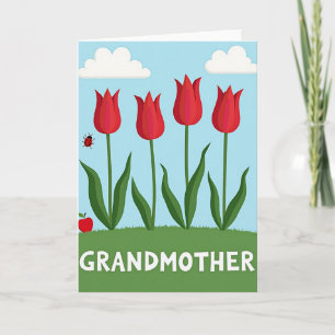 Tarjeta de abuelas florales carmesí