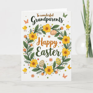 Tarjeta de abuelos de Pascua de oro falso