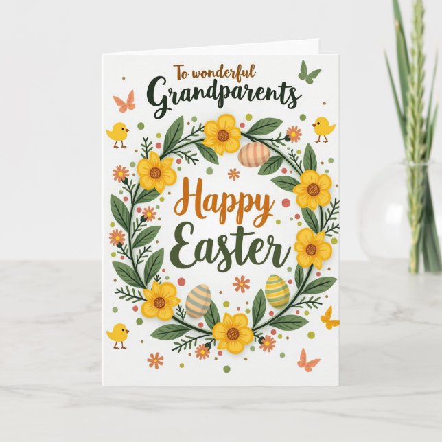 Tarjeta de abuelos de Pascua de oro falso (Anverso)