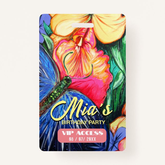 Tarjeta de acceso VIP de fiesta de cumpleaños (Anverso)