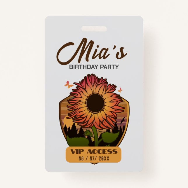 Tarjeta de acceso VIP de fiesta de cumpleaños (Anverso)