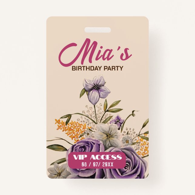 Tarjeta de acceso VIP de fiesta de cumpleaños (Anverso)