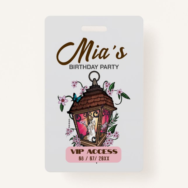 Tarjeta de acceso VIP de fiesta de cumpleaños (Anverso)