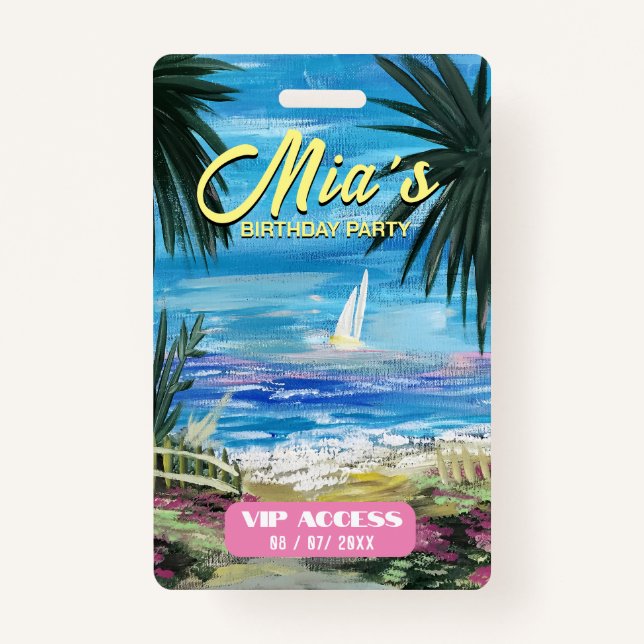 Tarjeta de acceso VIP de fiesta de cumpleaños (Anverso)