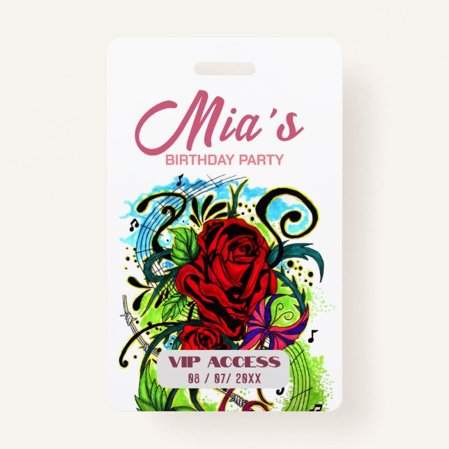 Tarjeta de acceso VIP de fiesta de cumpleaños (Reverso)