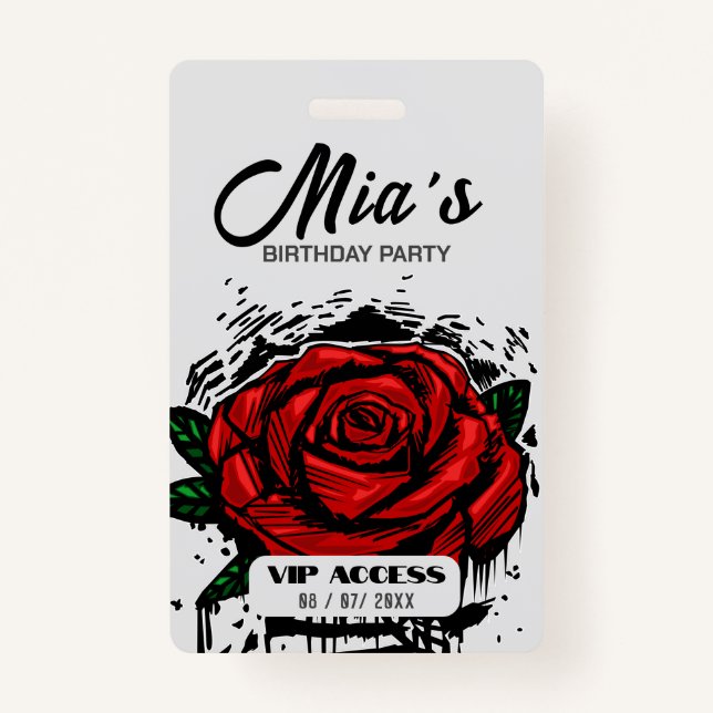 Tarjeta de acceso VIP de fiesta de cumpleaños (Anverso)