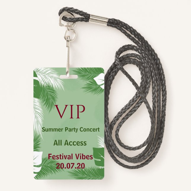 Tarjeta de acceso VIP para Fiesta Tropical de Play (Anverso son cordón)