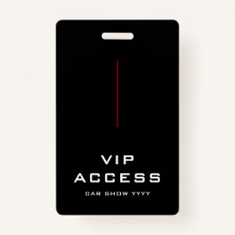 Tarjeta de acceso VIP rojo negro y blanco