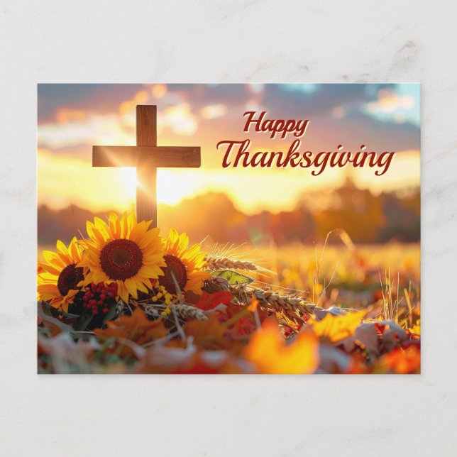 Tarjeta de Acción de Gracias con Follaje de Otoño (Anverso)