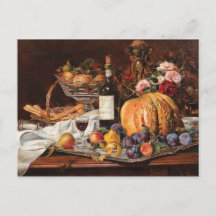 Tarjeta de Acción de Gracias con Frutas y Vino