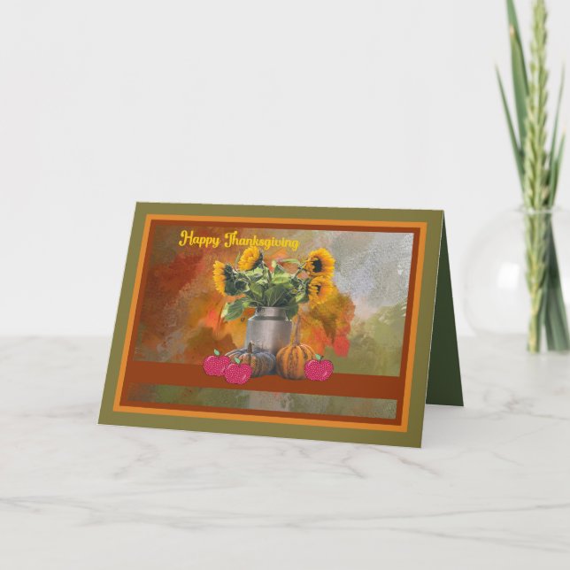 Tarjeta de Acción de Gracias con girasoles (Anverso)