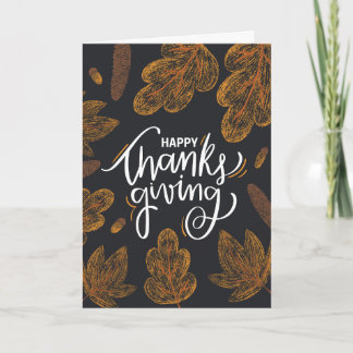 Tarjeta de Acción de Gracias con Hojas de Otoño Rú