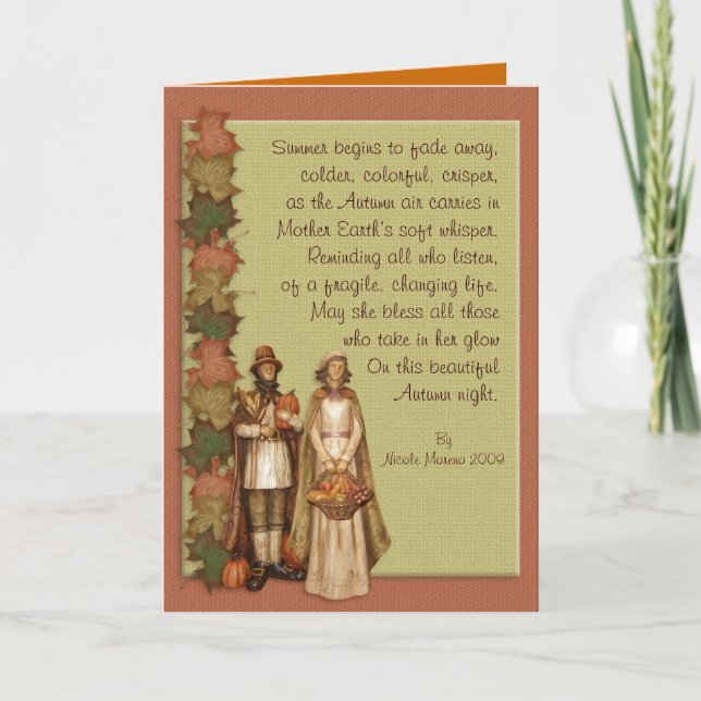 Tarjeta de Acción de Gracias con Poema (Anverso)