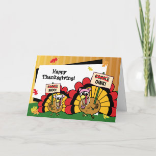 Tarjeta de Acción de Gracias Cute Turkey