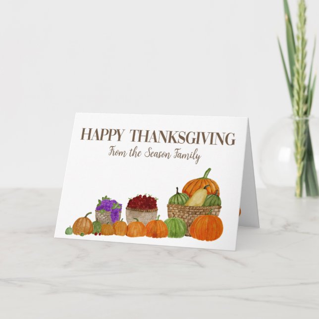 Tarjeta de acción de gracias de calabazas acuática (Anverso)