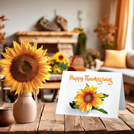 Tarjeta de Acción de Gracias de girasol acuarela
