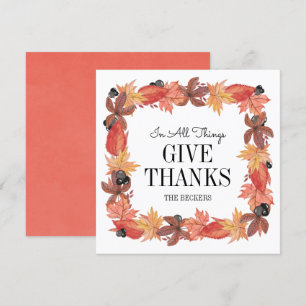 Tarjeta de Acción de Gracias de Hojas de Otoño