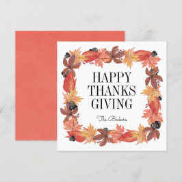 Tarjeta de Acción de Gracias de Hojas de Otoño Fel