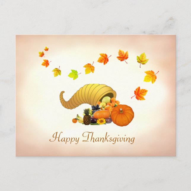 Tarjeta de Acción de Gracias de Hojas de Otoño y C (Anverso)