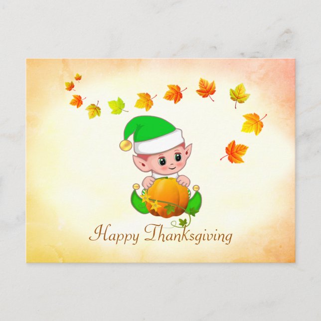 Tarjeta de Acción de Gracias de Hojas de Otoño y E (Anverso)