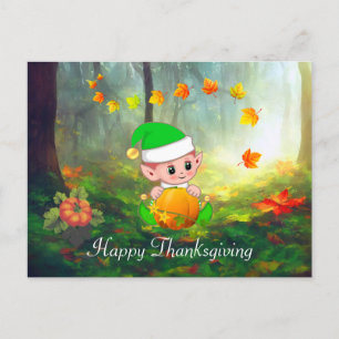 Tarjeta de Acción de Gracias de Hojas de Otoño y E