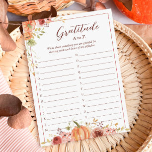 Tarjeta de acción de gracias de la lista de gratit