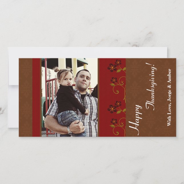 Tarjeta de Acción de Gracias de las Flores Rojas 4 (Anverso)