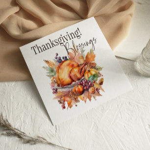 Tarjeta de Acción de Gracias de mesa de bendicione