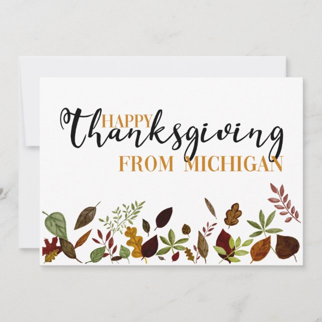 Tarjeta de Acción de Gracias de Michigan Fall (Anverso)