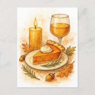 Tarjeta de Acción de Gracias de Tarta de Calabaza 