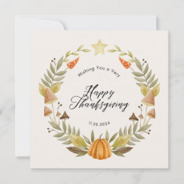 Tarjeta de Acción de Gracias de Wreath de otoño mo