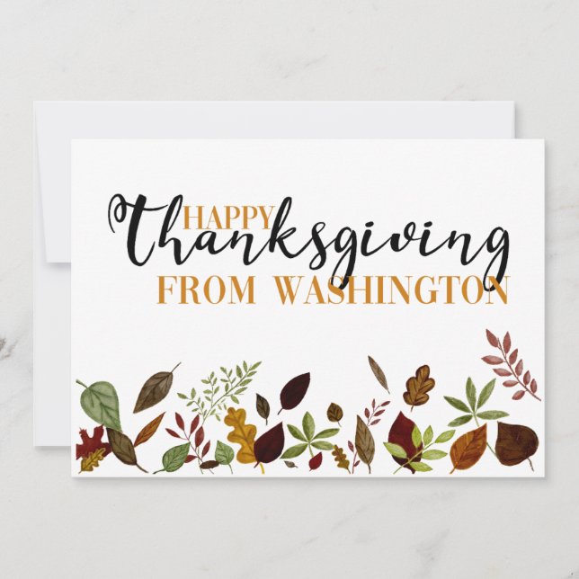 Tarjeta de Acción de Gracias del Foliage de Washin (Anverso)