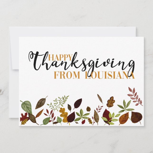 Tarjeta de Acción de Gracias del Foliage Louisiana (Anverso)
