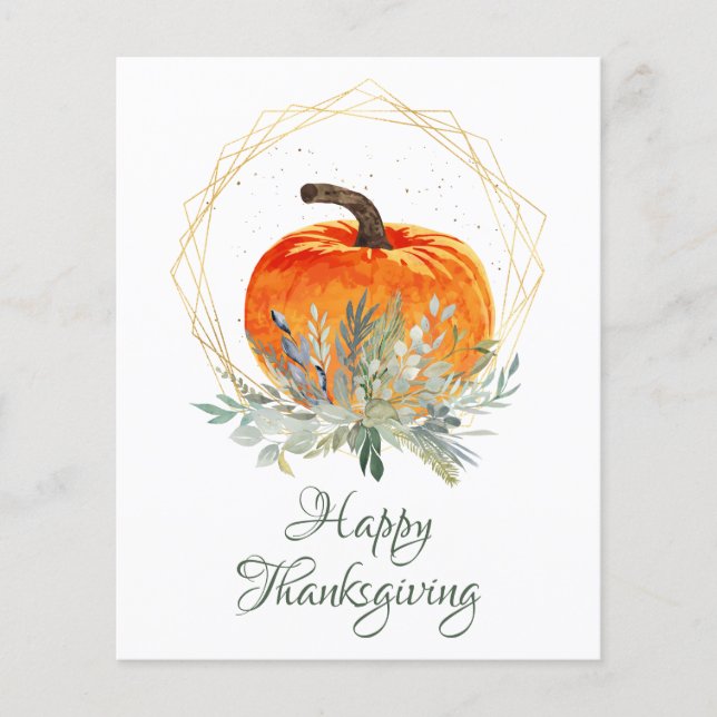 Tarjeta de Acción de Gracias Elegante para Calabaz (Anverso)