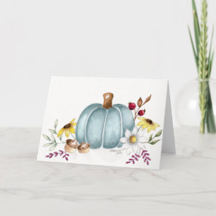 Tarjeta de Acción de Gracias en blanco con calabaz