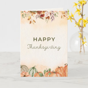 Tarjeta de Acción de Gracias Floral de Otoño y Cal