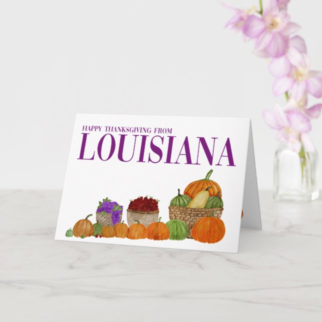 Tarjeta de acción de gracias Louisiana Watercolor  (Orquídea)